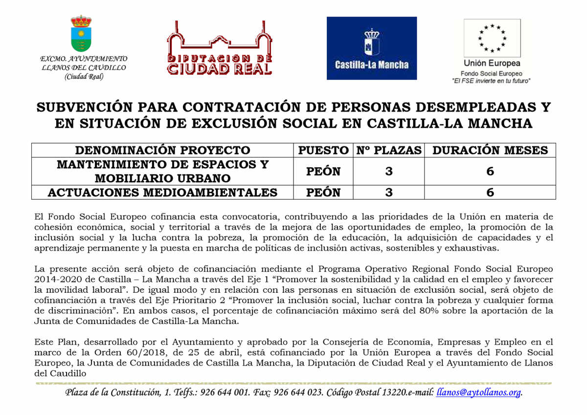 Plan Empleo JCCM 2018 Plan Empleo JCCM 2018